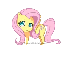 Size: 1024x768 | Tagged: safe, artist:sutsuki332, derpibooru import, fluttershy, pegasus, pony, chibi, female, head turn, looking at you, looking up, mare, raised hoof, simple background, smiling, solo, standing, transparent background, wings