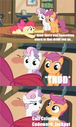 Size: 500x831 | Tagged: apple bloom, cutie mark crusaders, derpibooru import, scootaloo, suggestive, sweetie belle