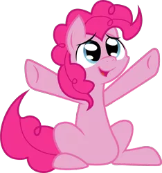 Size: 1356x1449 | Tagged: safe, artist:capt-nemo, derpibooru import, pinkie pie, earth pony, pony, female, hug request, looking up, mare, simple background, sitting, solo, transparent background, vector
