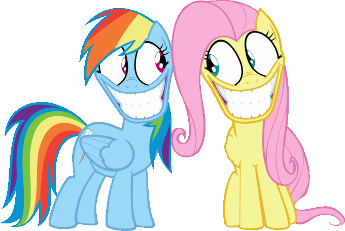 Size: 680x455 | Tagged: animated, creepy, derpibooru import, faic, fluttershy, grin, may the best pet win, rainbow dash, rapeface, safe, smiling, when you see it