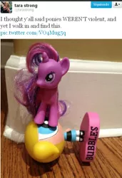 Size: 502x732 | Tagged: brushable, derpibooru import, irl, photo, safe, tara strong, toy, twilight sparkle, twitter