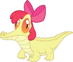 Size: 860x739 | Tagged: alligator, apple bloom, derpibooru import, gummy, safe, simple background, solo, species swap, transparent background, vector