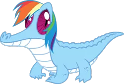 Size: 860x587 | Tagged: alligator, derpibooru import, gummy, rainbow dash, safe, simple background, solo, species swap, transparent background, vector