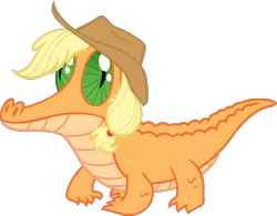 Size: 860x671 | Tagged: alligator, applejack, applejack's hat, cowboy hat, derpibooru import, gummy, hat, safe, simple background, solo, species swap, transparent background, vector
