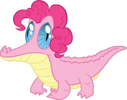 Size: 860x675 | Tagged: alligator, derpibooru import, gummy, pinkie pie, safe, simple background, solo, species swap, transparent background, vector