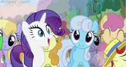 Size: 499x265 | Tagged: animated, carrot top, cloud kicker, daisy, derpibooru import, dizzy twister, faint, flower wishes, golden harvest, lemon hearts, linky, orange swirl, rarity, safe, screencap, shoeshine, spike, spring melody, sprinkle medley, the super speedy cider squeezy 6000, twilight sparkle