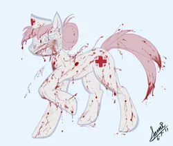 Size: 472x401 | Tagged: artist:colorstripes, blood, derpibooru import, grimdark, konami, nurse redheart, silent hill