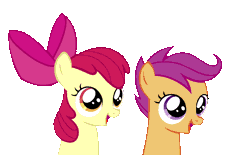 Size: 940x582 | Tagged: artist needed, source needed, safe, derpibooru import, apple bloom, scootaloo, earth pony, pegasus, pony, hearts and hooves day (episode), adorabloom, animated, bow, cute, cutealoo, dancing, female, filly, gif, simple background, smiling, transparent background