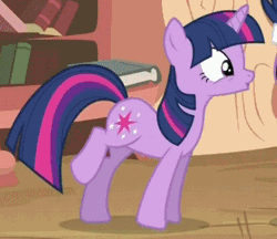 Size: 337x291 | Tagged: safe, derpibooru import, screencap, twilight sparkle, pony, unicorn, it's about time, animated, cropped, excited, female, future twilight, mare, offscreen character, raised hoof, solo focus, talking, unicorn twilight
