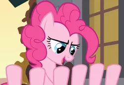 Size: 1034x706 | Tagged: safe, derpibooru import, screencap, pinkie pie, earth pony, pony, spider, a friend in deed, extra legs, female, limbs, mare, pinkie being pinkie, pinkie physics, sleipnir, solo