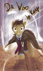 Size: 600x1000 | Tagged: safe, artist:keepare, derpibooru import, doctor whooves, time turner, ponified, earth pony, pony, clothes, coat, epic, necktie, solo, tenth doctor