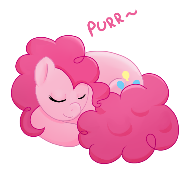 Size: 625x625 | Tagged: safe, artist:marikaefer, derpibooru import, pinkie pie, earth pony, pony, behaving like a cat, cute, eyes closed, purring, simple background, sleeping, smiling, transparent background