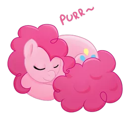 Size: 625x625 | Tagged: safe, artist:marikaefer, derpibooru import, pinkie pie, earth pony, pony, behaving like a cat, cute, eyes closed, purring, simple background, sleeping, smiling, transparent background