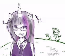 Size: 800x690 | Tagged: artist:hancziii, derpibooru import, horned humanization, humanized, safe, spike, twilight sparkle