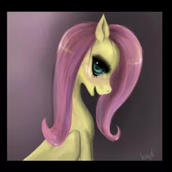 Size: 2000x2000 | Tagged: safe, artist:valeriyashyshkina, derpibooru import, fluttershy, pegasus, pony, bust, eyelashes, female, folded wings, high res, looking at you, mare, open mouth, portrait, profile, smiling, solo, wings
