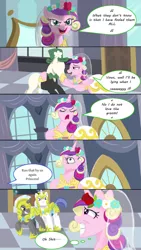 Size: 900x1600 | Tagged: safe, artist:iraecoal, derpibooru import, princess cadance, queen chrysalis, alicorn, pony, unicorn, a canterlot wedding, alternate scenario, comic, dialogue, didn't think this through, disguise, disguised changeling, fail, fake cadance, female, grin, image, jpeg, nervous, nervous grin, royal guard, singing, speech bubble, this day aria, thought bubble, vulgar