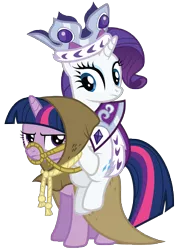 Size: 5000x7000 | Tagged: absurd resolution, .ai available, artist:midnight--blitz, bridle, clover the clever, derpibooru import, hearth's warming eve (episode), ponies riding ponies, princess platinum, rarity, riding, safe, simple background, transparent background, twilight sparkle, unamused, vector