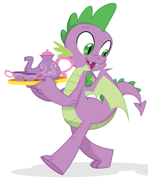 Size: 1563x1900 | Tagged: artist:equestria-prevails, cropped, cup, derpibooru import, dragon, edit, editor:tokoshoran, hilarious in hindsight, male, older, safe, simple background, solo, spike, tea, teacup, teapot, tea set, teenage spike, transparent background, tray, winged spike, wings