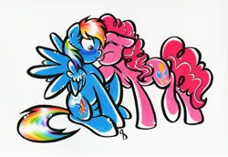 Size: 3243x2234 | Tagged: safe, artist:littletiger488, derpibooru import, pinkie pie, rainbow dash, female, high res, lesbian, pinkiedash, shipping