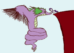 Size: 700x506 | Tagged: safe, artist:asluc96, derpibooru import, rarity, spike, amphiptere, feathered dragon, adult spike, animated, couatl, female, interspecies, male, older, older spike, shipping, sparity, straight