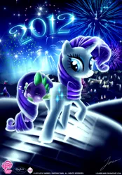 Size: 900x1296 | Tagged: safe, artist:zelc-face, derpibooru import, rarity, spike, 2012, female, fireworks, interspecies, male, night, ponyville, shipping, sleeping, sparity, straight, tail wrap, zzz