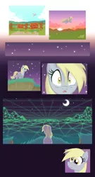 Size: 1400x2600 | Tagged: safe, artist:equestria-prevails, derpibooru import, derpy hooves, pegasus, pony, comic, discovery meme, flying, fuck the police, meme, meme origin, moon, sign, solo, the thirteenth floor