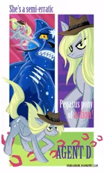 Size: 600x1000 | Tagged: safe, artist:dragonbeak, derpibooru import, derpy hooves, pegasus, pony, ursa minor, female, fight, hat, mare, perry the platypus, phineas and ferb