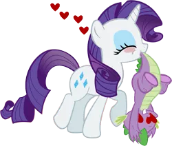 Size: 739x626 | Tagged: safe, artist:dlazerous, derpibooru import, rarity, spike, female, heart, heart eyes, interspecies, male, shipping, sparity, straight, tail hold, upside down, wingding eyes