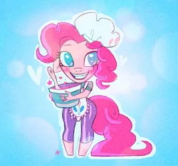 Size: 600x560 | Tagged: dead source, safe, artist:asieybarbie, derpibooru import, pinkie pie, anthro, earth pony, unguligrade anthro, chibi, female, photoshop, solo, wingding eyes