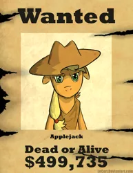 Size: 612x792 | Tagged: safe, artist:loceri, derpibooru import, applejack, earth pony, pony, bandana, female, floppy ears, mare, photoshop, poster, solo, wanted poster, western, wild west