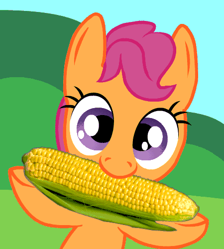 Size: 450x500 | Tagged: animated, artist needed, corn, cute, cutealoo, derpibooru import, nibbling, nom, safe, scootaloo