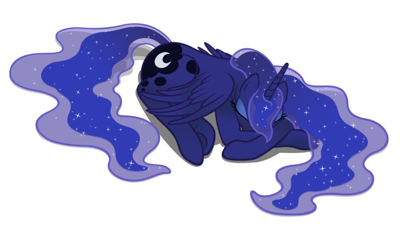 Size: 5201x3000 | Tagged: artist:shachza, curled up, cute, derpibooru import, eyes closed, lunabetes, missing accessory, princess luna, prone, safe, simple background, sleeping, solo, transparent background, underhoof, vector