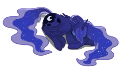 Size: 5201x3000 | Tagged: artist:shachza, curled up, cute, derpibooru import, eyes closed, lunabetes, missing accessory, princess luna, prone, safe, simple background, sleeping, solo, transparent background, underhoof, vector