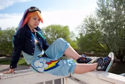 Size: 1000x667 | Tagged: converse, cosplay, derpibooru import, human, irl, irl human, photo, rainbow dash, russian, safe, solo