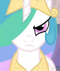 Size: 422x500 | Tagged: a canterlot wedding, celestia is not amused, cropped, derpibooru import, frown, princess celestia, safe, screencap, solo