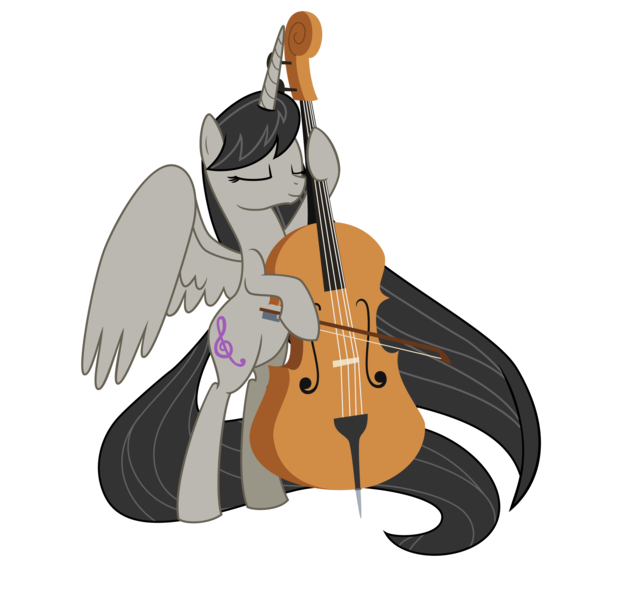 Size: 2588x2500 | Tagged: safe, artist:nianara, derpibooru import, octavia melody, alicorn, pony, alicornified, cello, glorious cello princess, high res, long mane, long tail, musical instrument, octacorn, race swap, solo