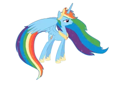 Size: 3333x2500 | Tagged: safe, artist:nianara, derpibooru import, rainbow dash, alicorn, pony, alicornified, female, high res, hoof shoes, laurel wreath, mare, peytral, race swap, rainbowcorn, simple background, solo, transparent background