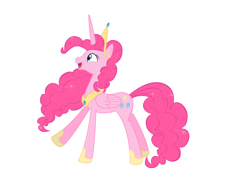 Size: 3333x2500 | Tagged: safe, artist:nianara, derpibooru import, pinkie pie, alicorn, pony, alicornified, female, high res, hoof shoes, jewelry, mare, peytral, pinkiecorn, race swap, simple background, solo, tiara, transparent background, xk-class end-of-the-world scenario