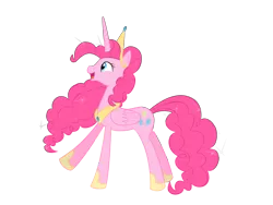 Size: 3333x2500 | Tagged: safe, artist:nianara, derpibooru import, pinkie pie, alicorn, pony, alicornified, female, high res, hoof shoes, jewelry, mare, peytral, pinkiecorn, race swap, simple background, solo, tiara, transparent background, xk-class end-of-the-world scenario