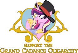 Size: 1200x816 | Tagged: artist:egophiliac, derpibooru import, grand cadance oligarchy, hat, monocle, princess cadance, safe, simple background, solo, tea, top hat, transparent background