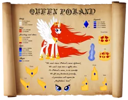Size: 1877x1469 | Tagged: safe, artist:flerfarvet, derpibooru import, oc, oc:queen poland, unofficial characters only, alicorn, pony, alicorn oc, nation ponies, poland, reference sheet