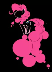 Size: 2075x2889 | Tagged: safe, artist:bamboodog, derpibooru import, pinkie pie, earth pony, pony, black background, cutie mark, female, hooves, jumping, lineart, mare, minimalist, modern art, simple background, solo