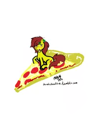 Size: 600x800 | Tagged: artist:drunkdoodles, blushing, derpibooru import, eating, food, meat, oc, oc:sirachi, pepperoni, pepperoni pizza, pizza, safe, solo, unofficial characters only