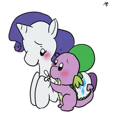 Size: 831x887 | Tagged: safe, artist:inkypaws-productions, derpibooru import, rarity, spike, female, interspecies, male, shipping, sparity, straight