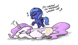Size: 767x448 | Tagged: safe, artist:zicygomar, derpibooru import, princess celestia, princess luna, alicorn, pony, annoyed, celestia is not amused, cute, cutelestia, dancing, duo, eyes closed, female, filly, floppy ears, frown, katrina and the waves, lunabetes, mare, open mouth, photoshop, pink-mane celestia, prancing, prone, pun, reference, royal sisters, simple background, singing, sisters, smiling, song reference, this will end in tears and/or a journey to the moon, transparent background, unamused, walking on sunshine, weapons-grade cute, woona, younger