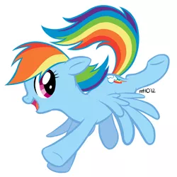 Size: 1000x1000 | Tagged: safe, artist:empty-10, derpibooru import, rainbow dash, pegasus, pony, cute, female, flying, hooves, mare, open mouth, signature, simple background, solo, spread wings, vector, white background, wings