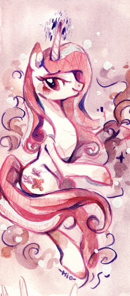 Size: 1337x3028 | Tagged: safe, artist:mi-eau, derpibooru import, fleur-de-lis, pony, unicorn, abstract background, female, mare, photoshop, solo, traditional art