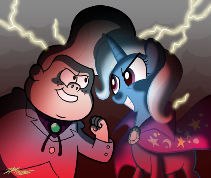 Size: 900x759 | Tagged: artist:willdrawforfood1, derpibooru import, gideon gleeful, gravity falls, safe, trixie