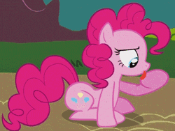 Size: 320x240 | Tagged: animated, derpibooru import, feeling pinkie keen, hoof licking, licking, pinkie pie, safe, solo