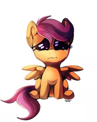 Size: 1160x1458 | Tagged: artist:si1vr, derpibooru import, sad, safe, scootalone, scootaloo